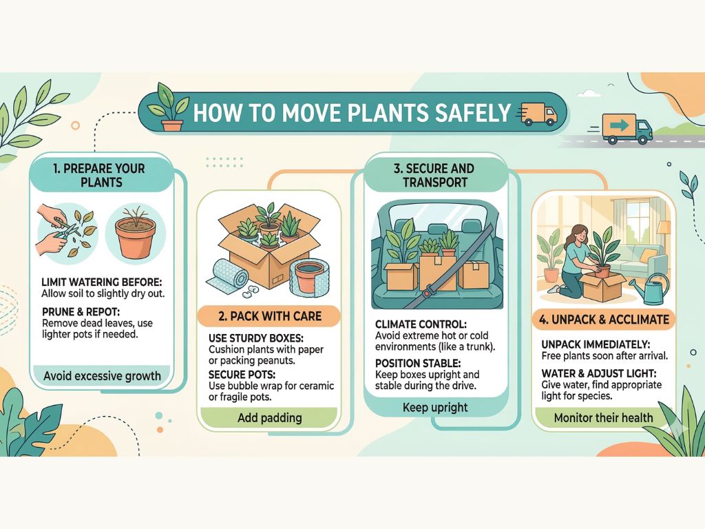 Safely moving plants: packing and transport tips.